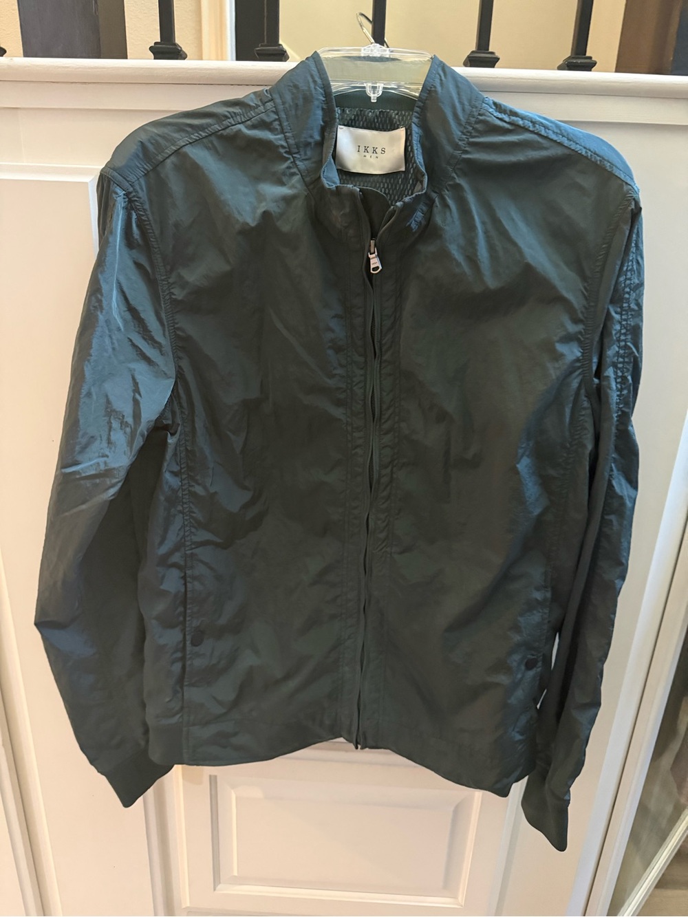 Ikks Men's Olive Green Lightweight Zip Jacket